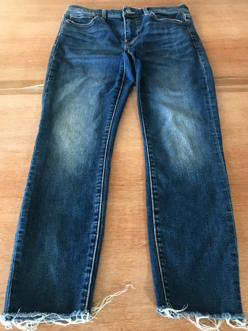 Current/Elliott Cropped Jeans Women 28 Blue Mid Rise Raw Hem Medium Wash Stretch